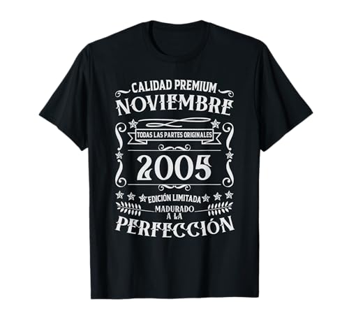 20 cumpleaños Nacido en Noviembre de 2005 Vintage 20 años Camiseta