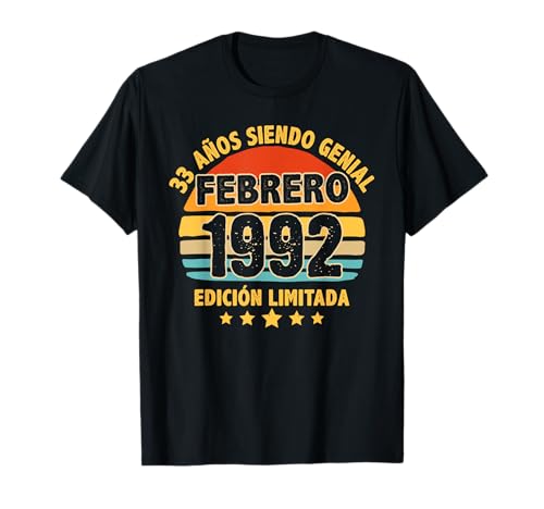 Febrero 1992 33 Años Hombre Cumpleaños Regalo Febrero 1992 Camiseta