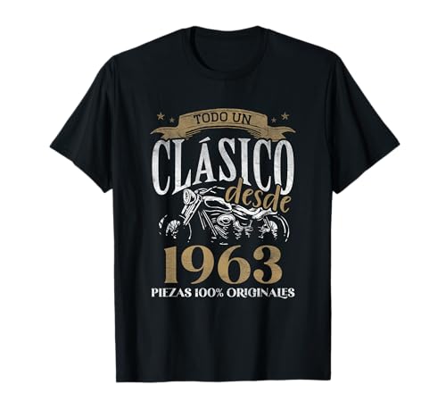 Nacido en 1963 - 61 Años Cumpleaños Moto Biker Hombre Motero Camiseta