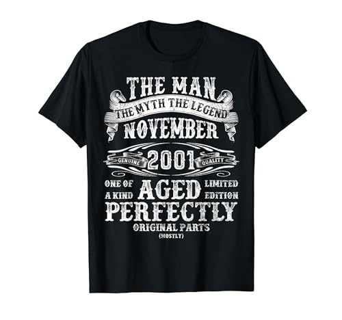 Noviembre 2001 The Man Myth Regalos de cumpleaños número 22 para hombres Camiseta