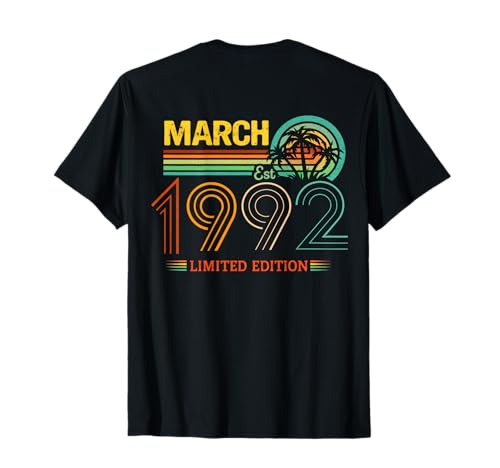 En la Parte Posterior, cumpleaños de Marzo de 1992, edición Limitada Vintage 34 Camiseta