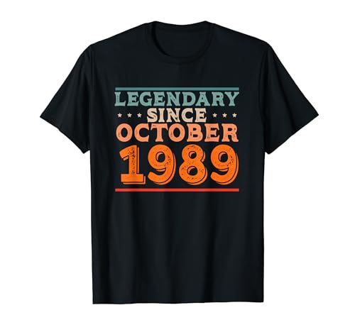 Legendario desde octubre de 1989 Retro Vintage Fiesta de Cumpleaños Camiseta