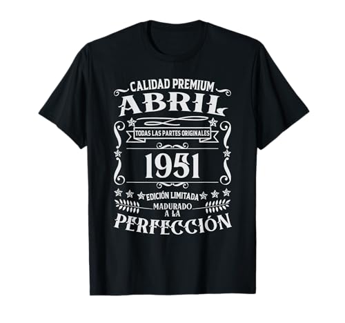 75 cumpleaños Nacido en Abril de 1951 Vintage 75 años Camiseta
