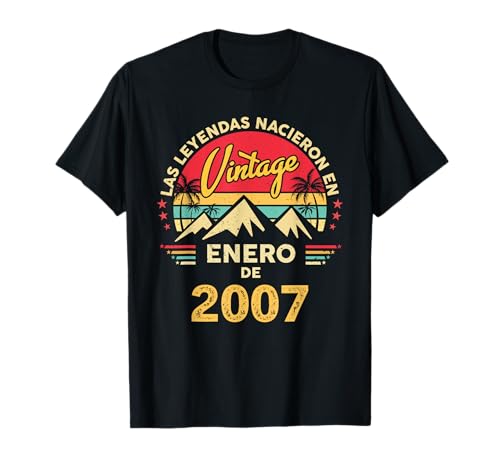 19 años Cumpleaños Vintage Nacido En Enero 2007 Camiseta