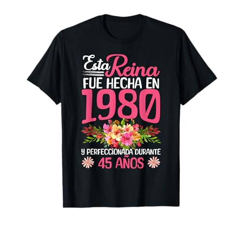 45 Años Regalo de Cumpleaños Mujer Hecha En 1980 45 Años Camiseta