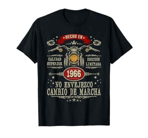 Hecho en 1966 - 60 Años Cumpleaños Moto Biker Hombre Motero Camiseta