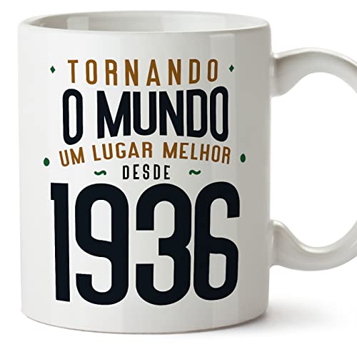 MUGFFINS Tazas 1936 Cumpleaños - En Portugués - Tornando o Mundo um Lugar Melhor - 11 oz / 330 ml...