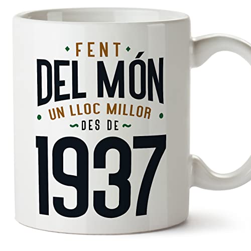 MUGFFINS Tazas 1937 Cumpleaños - En Catalán - Fent del Món un Lloc Millor - 11 oz / 330 ml -...