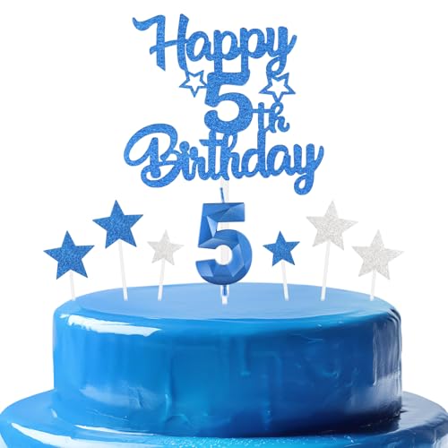 mciskin Juego de velas de cumpleaños número 5, decoración de cumpleaños 5 años para niños,vela...
