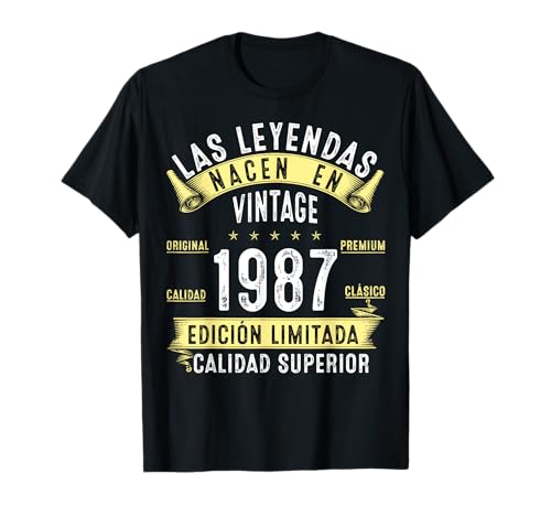 38 Años Cumpleaños Hombre Las Leyendas nacen en Vintage 1987 Camiseta