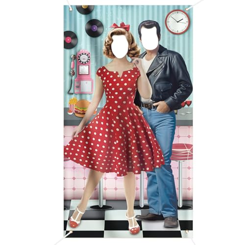 Foto Prop Tela de Fiesta Vintage 1950s Decoración Cumpleaños Fotomatón Fondo de Fotografía...