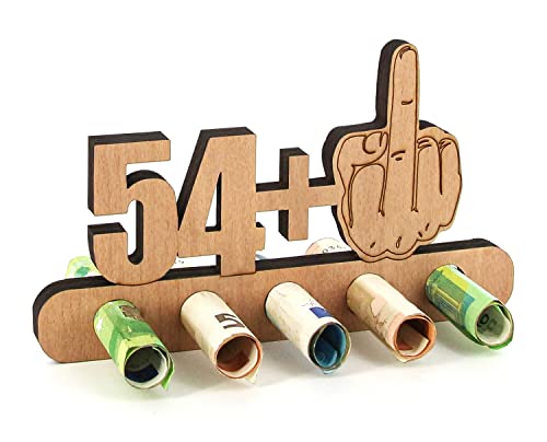 Giftota - Original Divertido 55 Cumpleaños Regalo Dinero Madera - 54 + 1 - Regalo de 55º...