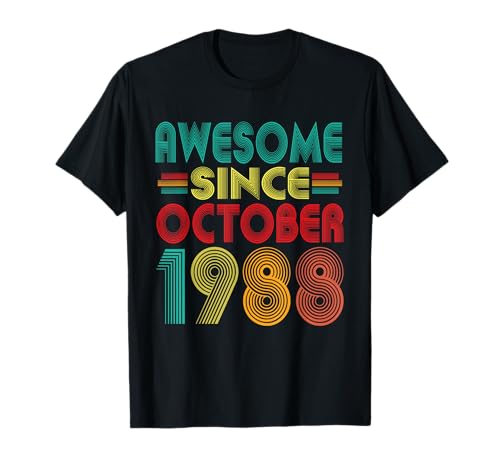 Impresionante Desde Octubre 1988 Años 37 Cumpleaños Divertido Vintage Camiseta