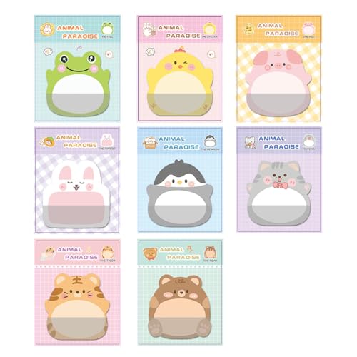 SGERUFZ 8 Piezas Notas Adhesivas con Animales Divertidos, 160 Hojas, Graciosas para Niños, Bloc de...