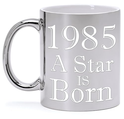 Taza de cerámica metalizada plateada para cumpleaños de 40 años A Star IS BORN