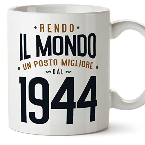 MUGFFINS Tazas 1944 Cumpleaños - En Italiano - Rendo il Mondo un Posto Migliore - 11 oz / 330 ml -...