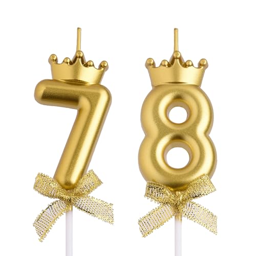 VSHILI Velas de cumpleaños 78 y 87, velas de cumpleaños con números de 87 a 78 años, decoración...