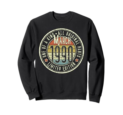 35 Cumpleaños Vintage Marzo 1990 Retro Edición Limitada Sudadera