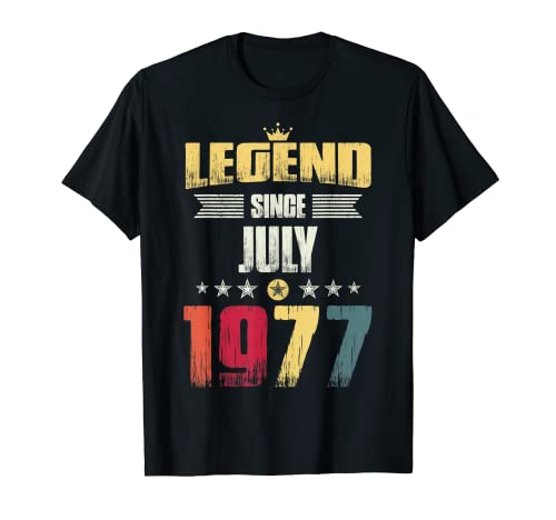 Regalo de fiesta de cumpleaños 42 hombres mujeres, leyenda desde julio de 1977 Camiseta