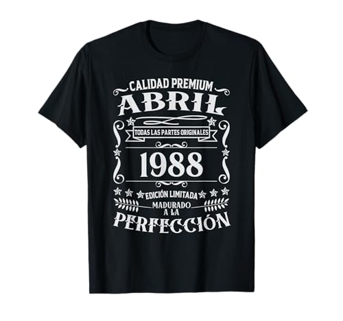 38 cumpleaños Nacido en Abril de 1988 Vintage 38 años Camiseta