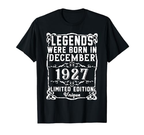 Cumpleaños Diciembre 1927 Edición Limitada Regalo Vintage Camiseta