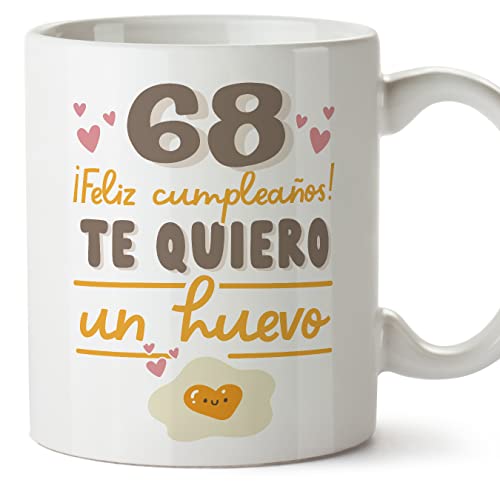 MUGFFINS Tazas 68 Cumpleaños - En Español - Te quiero un Huevo Regalo Amigos Novios Familiares -...