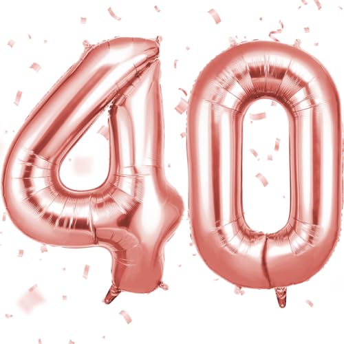 OFFCUP Globo Número 40 Oro rosa 40' (101cm), Grande Globos Foil, Globo Numeros Gigante, Inflar con...
