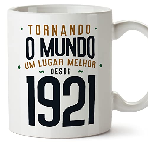 MUGFFINS Tazas 1921 Cumpleaños - En Portugués - Tornando o Mundo um Lugar Melhor - 11 oz / 330 ml...