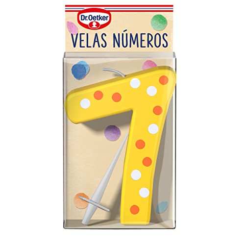 DR. OETKER Velas Número 7, Vela de Cumpleaños Para Personalizar Tartas, Cupcakes o Bizcochos -...
