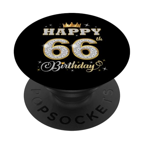 Feliz 66 cumpleaños 66 años Mujeres Hombres Fiesta de cumpleaños PopSockets PopGrip Adhesivo