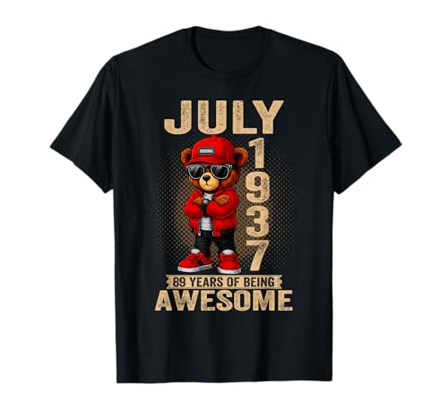 89 de Julio Cumpleaños Hombres Mujeres 1937 Impresionante Oso de Peluche Camiseta