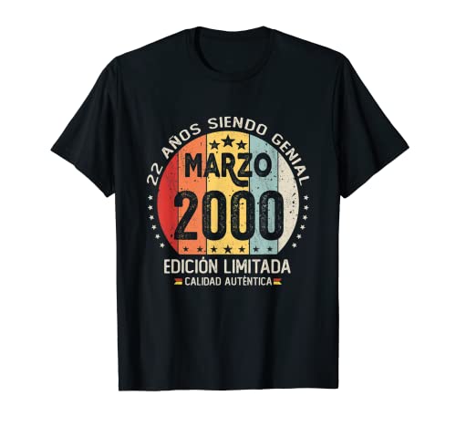 Regalo 22 años Cumpleaños Hombre Mujer - Marzo 2000 Camiseta