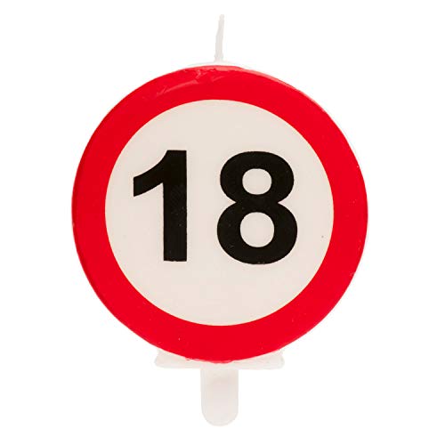 Dekora - Vela Cumpleaños con Señal de Prohibido para Decoracion de Tartas - Numero 18