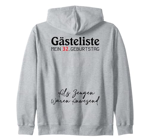 Gästeliste Mein 32. Geburtstag Libro de visitas Firma Sudadera con Capucha
