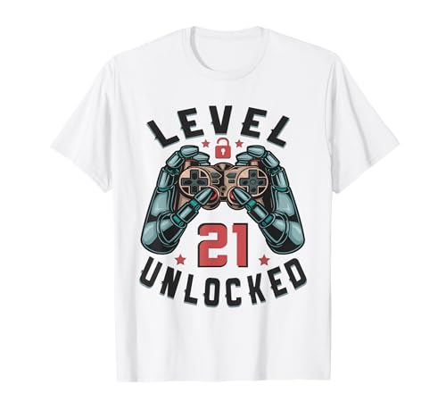 21 Años Cumpleaños Regalo gamer shirt level 21 unlocked Camiseta
