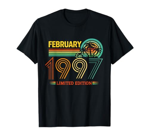 Retro Febrero Cumpleaños 1997 Edición Limitada Vintage 29th Camiseta