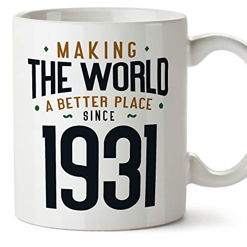 MUGFFINS Tazas 1931 Cumpleaños - En Inglés - Making the World a Better Place - 11 oz / 330 ml - Regalo original y divertido