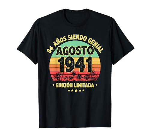 Agosto 1941 84 Años Hombre Cumpleaños Regalo Agosto 1941 Camiseta