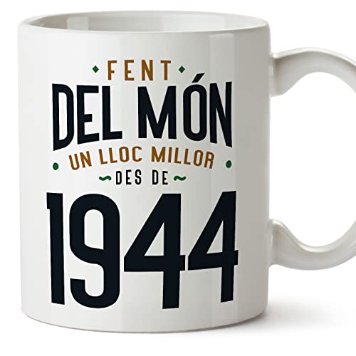 MUGFFINS Tazas 1944 Cumpleaños - En Catalán - Fent del Món un Lloc Millor - 11 oz / 330 ml -...