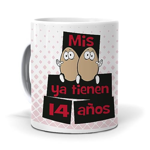 mundohuevo Taza Mis Huevos ya Tienen 14 años. Cerámica AAA - 350 ml.
