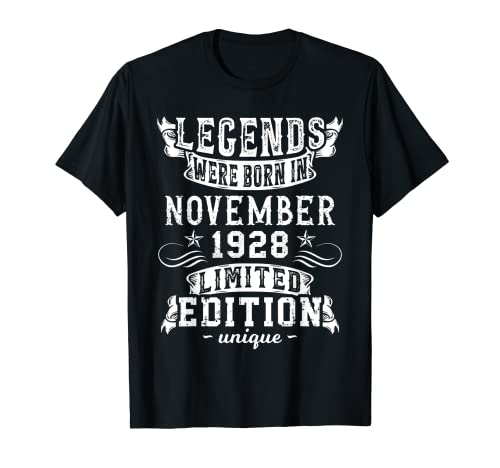 Cumpleaños Noviembre 1928 Edición Limitada Regalo Vintage Camiseta