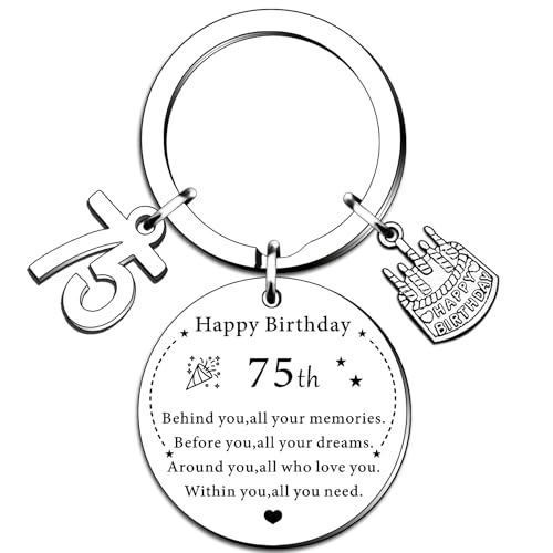 SMARGO Llavero de cumpleaños número 75, regalos de cumpleaños para mujeres y hombres, regalos de...