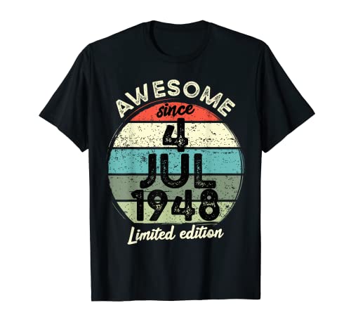 Camiseta de cumpleaños de 75 años, 4 de julio de 1948, 75 cumpleaños Camiseta