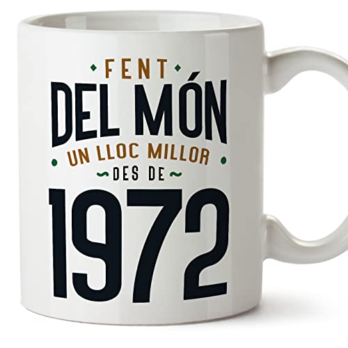 MUGFFINS Tazas 1972 Cumpleaños - En Catalán - Fent del Món un Lloc Millor - 11 oz / 330 ml -...