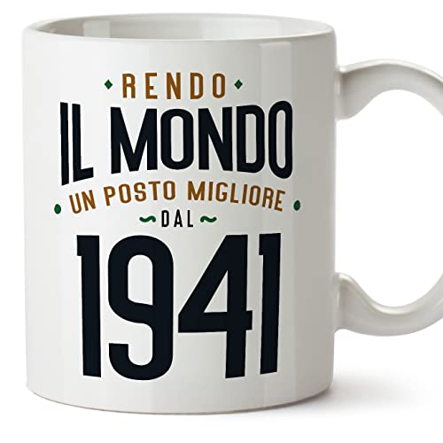 MUGFFINS Tazas 1941 Cumpleaños - En Italiano - Rendo il Mondo un Posto Migliore - 11 oz / 330 ml -...