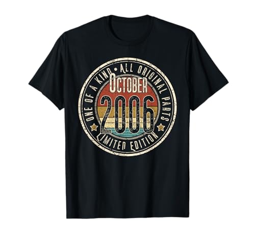 19 Cumpleaños Vintage Octubre 2006 Retro Edición Limitada Camiseta