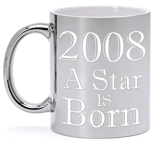 Taza de Cerámica Plateada Metalizada para Cumpleaños de 18 años – A STAR IS BORN