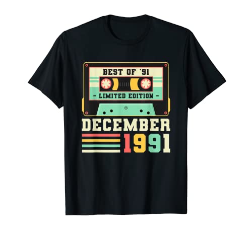30 cumpleaños Diciembre 1991 hombre mujer 30 años fiesta Camiseta