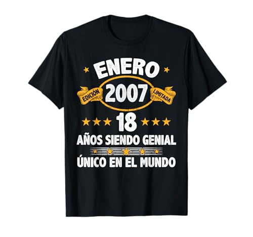 Enero 2007 18 Años Hombre Cumpleaños Regalo Enero 2007 Camiseta