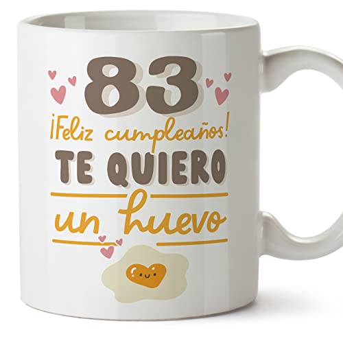MUGFFINS Tazas 83 Cumpleaños - En Español - Te quiero un Huevo Regalo Amigos Novios Familiares -...